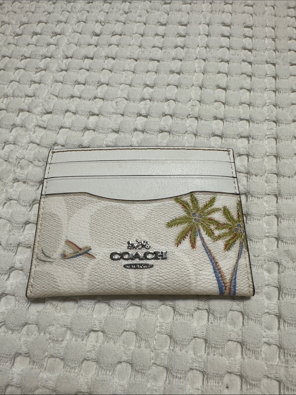 Coach White Palm Tree Slim Card Case